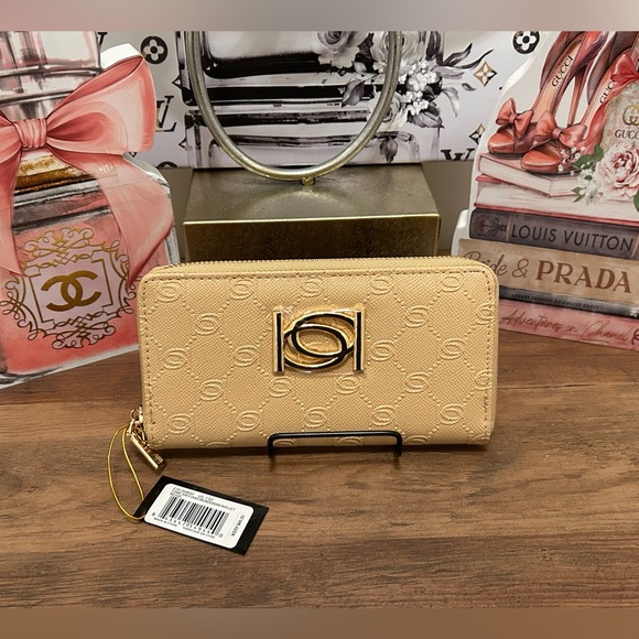 Bebe Tan Wallet with Gold Accents - Picture 1 of 5